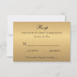 Cartons Réponse Anniversaire du Mariage Elegant Gold Shimmer