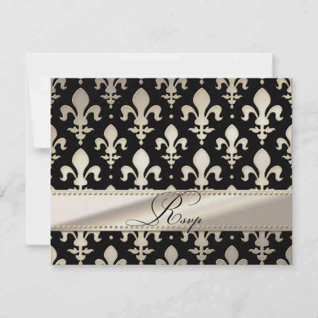 Cartons Réponse Anniversaire du Mariage en argent RSVP, Fleur de L (Devant)