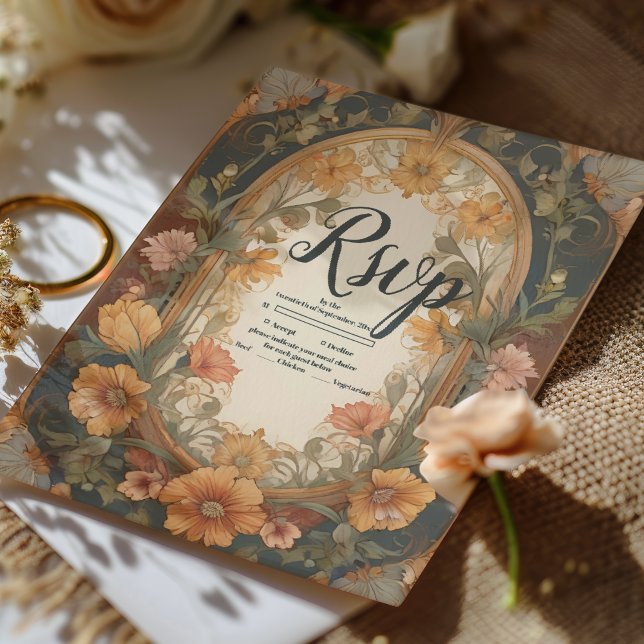 Cartons Réponse Antique Floral Art Nouveau Mariage (Créateur téléchargé)