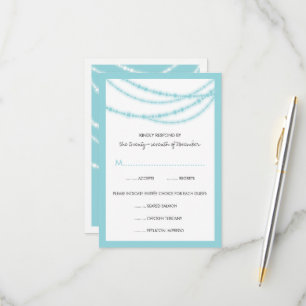 Cartons Réponse Aqua Blue élégant brillant scintillant Mariage cla