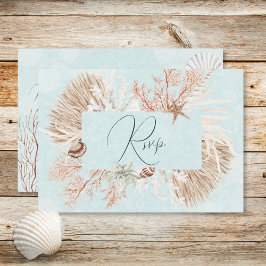 Cartons Réponse Aqua Ocean Shells Mariage Dîner