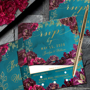 Cartons Réponse Aqua Teal Merlot Jewel Tone Gold Choix de Repas RS