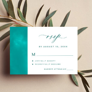 Cartons Réponse Aqua turquoise simple élégant minimaliste mariage 