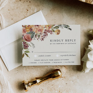Cartons Réponse Aquarelle à fleurs rustiques Floral Mariage Choix