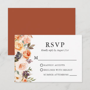 Cartons Réponse Aquarelle Automne Floral Mariage Terracotta