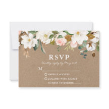 Aquarelle blanc Magnolias Rose Mariage Kraft