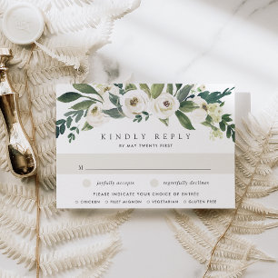 Cartons Réponse Aquarelle blanche Peony Floral Mariage Choix de re
