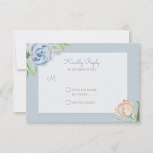 Cartons Réponse Aquarelle bleu doux floral esquissé