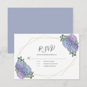 Cartons Réponse Aquarelle bleu foncé Floral Mariage géométrique