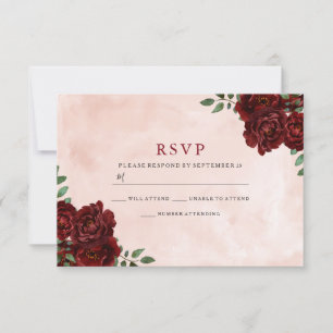 Cartons Réponse Aquarelle Blush Bourgogne Rouge Rose Toutes les oc