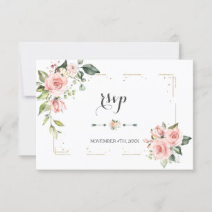 Cartons Réponse Aquarelle Blush Floral Gold Parties scintillant Ca