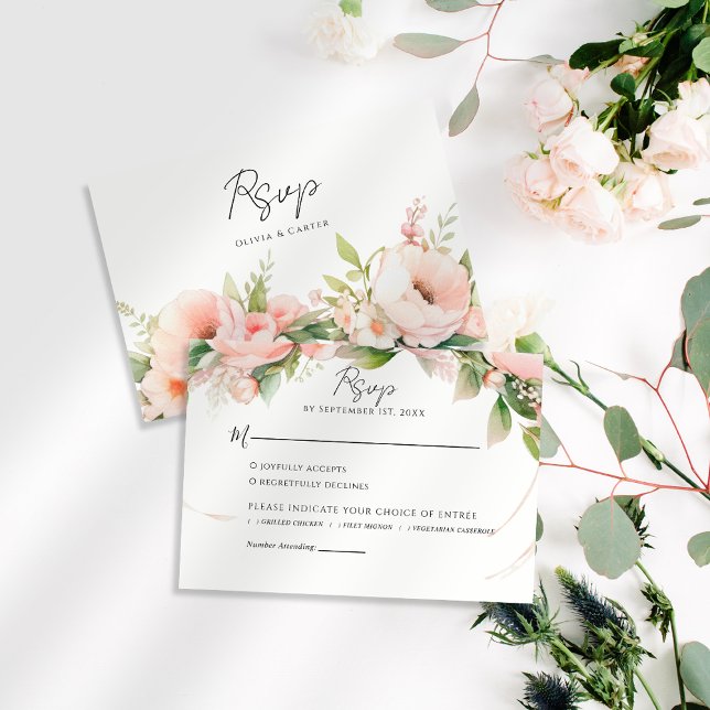 Cartons Réponse Aquarelle Blush Floral Mariage (Créateur téléchargé)