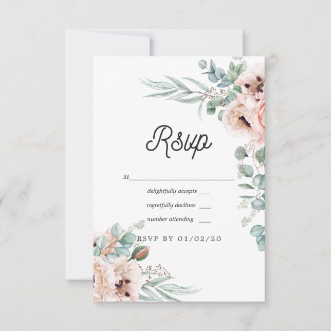 Cartons Réponse Aquarelle Boho Eucalyptus Mariage du Populaire (Devant)