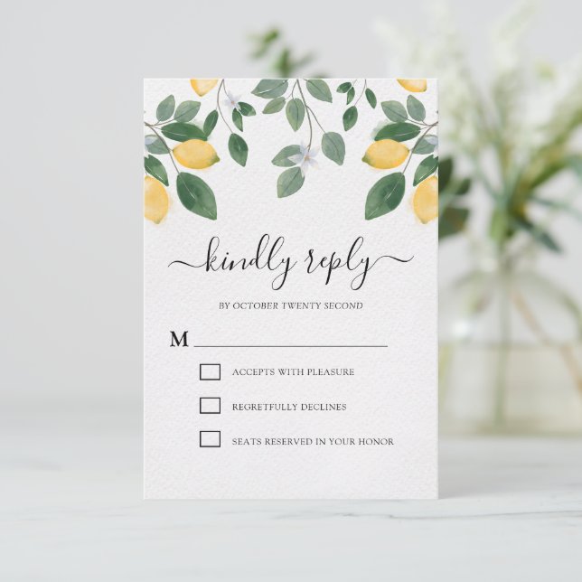 Cartons Réponse Aquarelle botanique Citron et Mariage de verdure (Debout devant)