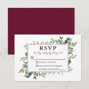 Cartons Réponse Aquarelle Botanique Verdure Mariage Bourgogne