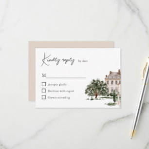 Cartons Réponse Aquarelle classique Anglais Manor House Mariage
