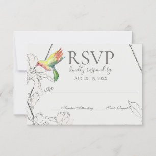 Cartons Réponse Aquarelle Colibri Floral Mariage géométrique