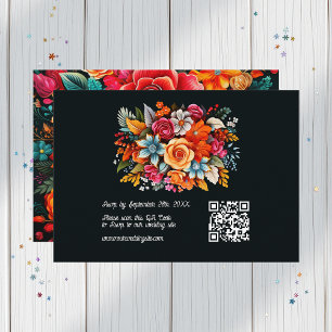 Cartons Réponse Aquarelle colorée Floral Fiesta Mariage QR Code