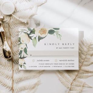 Cartons Réponse Aquarelle de fleurs d'ivoire Floral Mariage Choix
