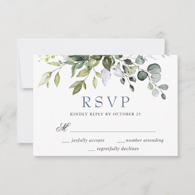 Cartons Réponse Aquarelle Eucalyptus Élégant Mariage de verdure (Devant)