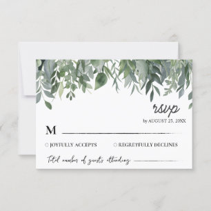 Cartons Réponse Aquarelle Eucalyptus Feuille Mariage vert
