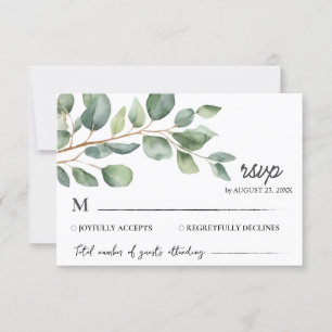 Cartons Réponse Aquarelle Eucalyptus Feuille Mariage vert