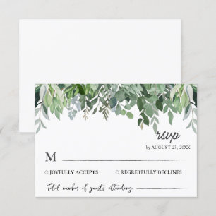 Cartons Réponse Aquarelle Eucalyptus Feuille Mariage vert