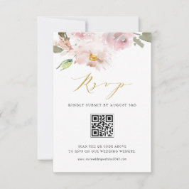 Cartons Réponse Aquarelle féminine Blush Flowers Mariage QR Code