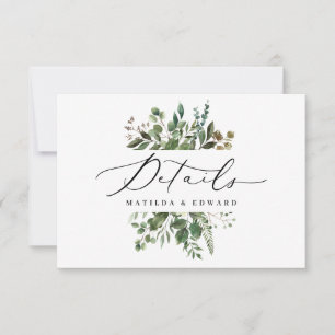 Cartons Réponse Aquarelle feuillage botanique détails du mariage