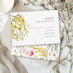 Cartons Réponse Aquarelle fleur sauvage Joli mariage romantique RS