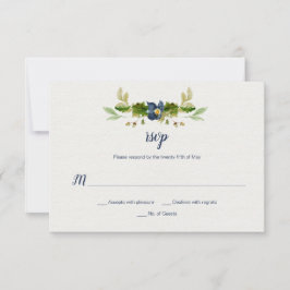 Cartons Réponse Aquarelle Fleurs Bleues, Acorns, Feuilles de chêne