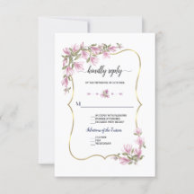 Aquarelle Fleurs Magnolia Mariage or en fleurs