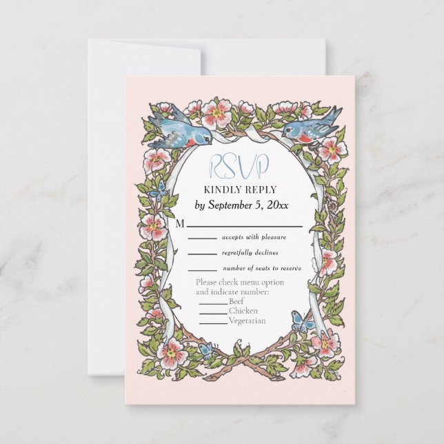Cartons Réponse Aquarelle florale Blush Whimsical Garden Wedding (Devant)