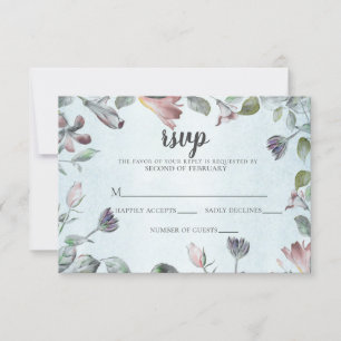 Cartons Réponse Aquarelle Florale Botanique Dusty Blue Mariage