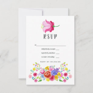 Cartons Réponse Aquarelle Florale mexicaine Mariage Fiesta