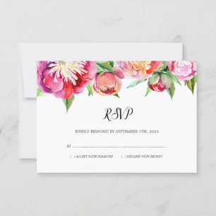 Cartons Réponse Aquarelle florale moderne Mariage de pivoine de co