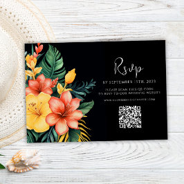 Cartons Réponse Aquarelle florale QR Code Mariage tropical
