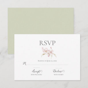 Cartons Réponse Aquarelle florale Script Pastel Mariage vert