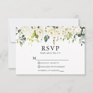 Cartons Réponse Aquarelle Ivoire Blanc Floral Mariage