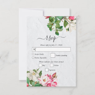 Cartons Réponse Aquarelle Magnolia Fleurs Mariage