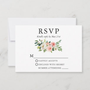 Cartons Réponse Aquarelle mariage Rose Blanc Floral