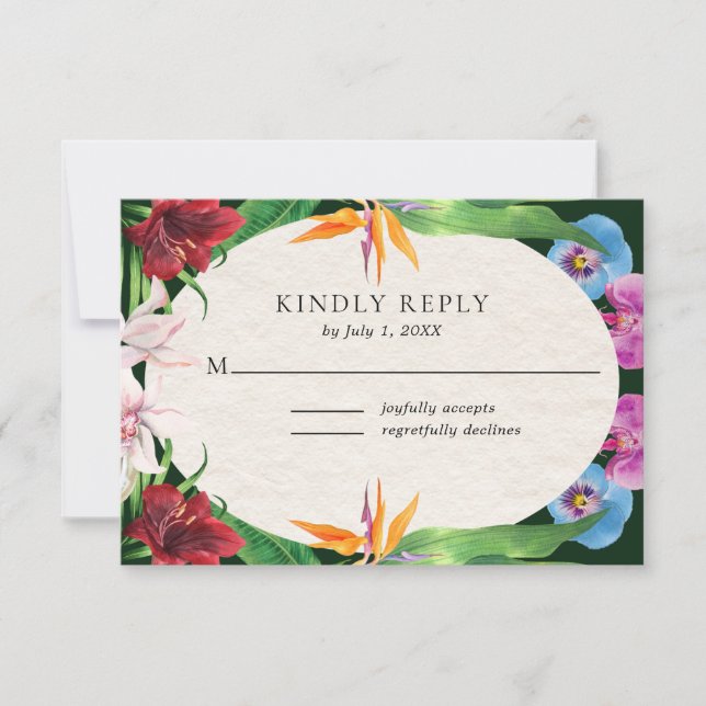 Cartons Réponse Aquarelle Mariage tropical (Devant)