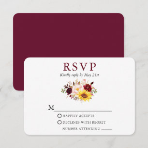 Cartons Réponse Aquarelle Mixte Mariage Floral Bourgogne