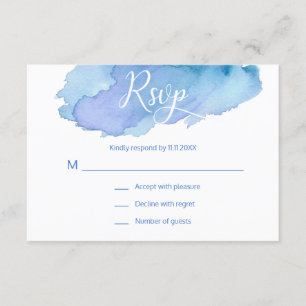 Cartons Réponse Aquarelle moderne bleu Turquoise Turquoise Mariage