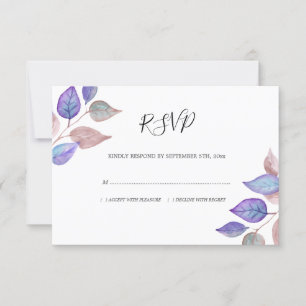 Cartons Réponse Aquarelle moderne violet Feuille Mariage de feuill