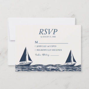 Cartons Réponse Aquarelle Nautique Navire Voilier Mariage