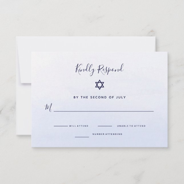 Cartons Réponse Aquarelle Pastel Blue Ombre | Bat mitzvah (Devant)