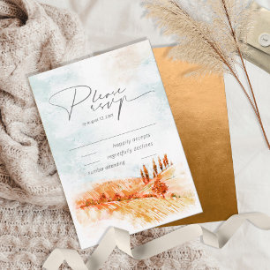 Cartons Réponse Aquarelle Paysage Mariage Automne Gold ID786