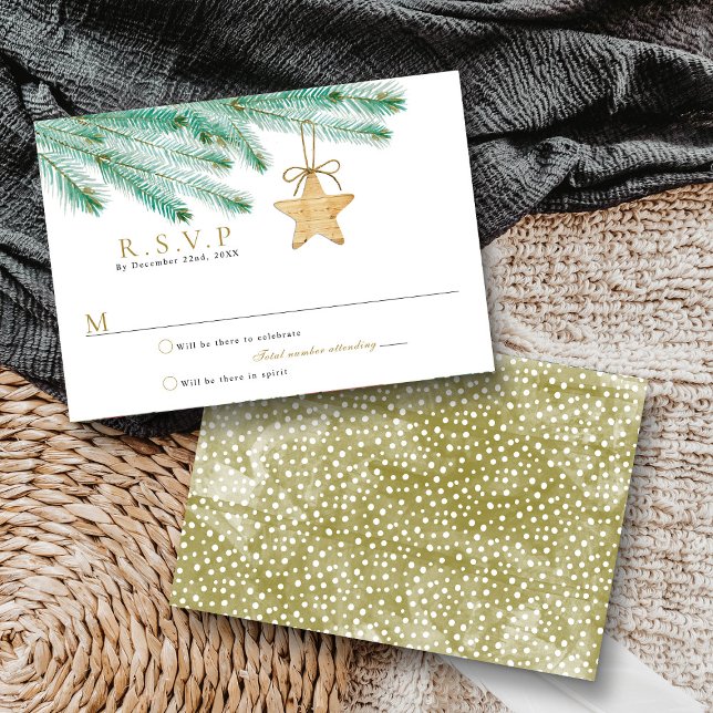 Cartons Réponse Aquarelle Pine Boughs Noël Mariage d'hiver (Créateur téléchargé)