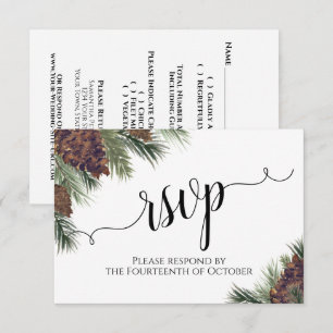 Cartons Réponse Aquarelle Pinecones & Verdure Mariage rustique